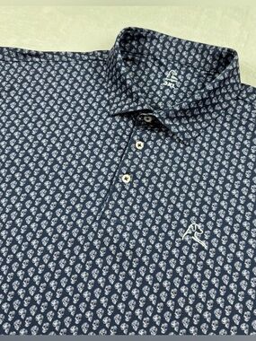 Rhoback Polo golf shirt men’s Sz 3XL black Skull heads Allover print performance